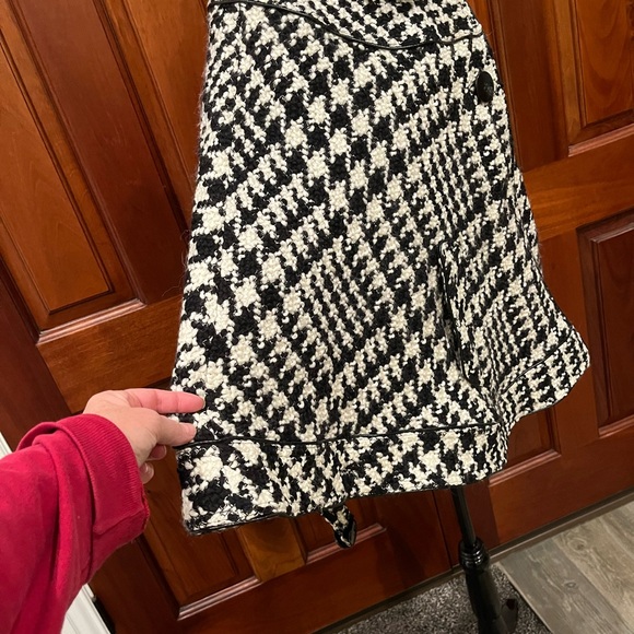 1 Madison Houndstooth Cape Capelet Black White Wool Blend Size Large - Picture 2 of 11
